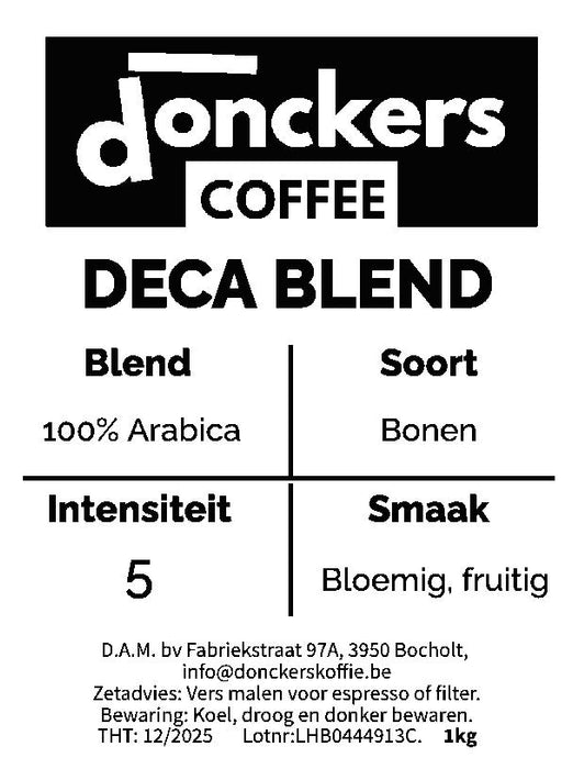 1 kg de café en grains Donckers Deca Blend (sachets de 1 kg)