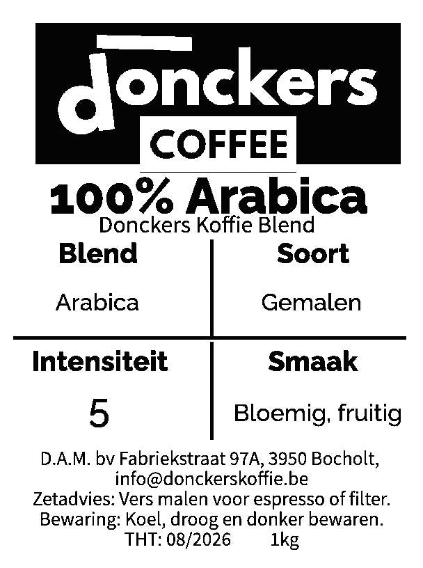 1kg Donckers Koffie Blend 100% Arabica Gemalen  (1kg zakken)