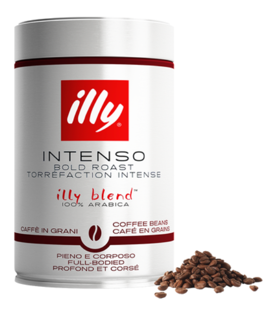 Boîte de 3 kg de grains de café Illy espresso intenso bold roast de 250 g.