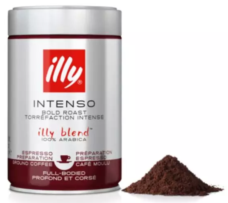 3kg Illy espresso intenso bold roast gemalen tin 250 gr.