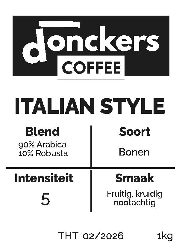 1kg Donckers Koffie Italian Style Bonen (1kg zakken)