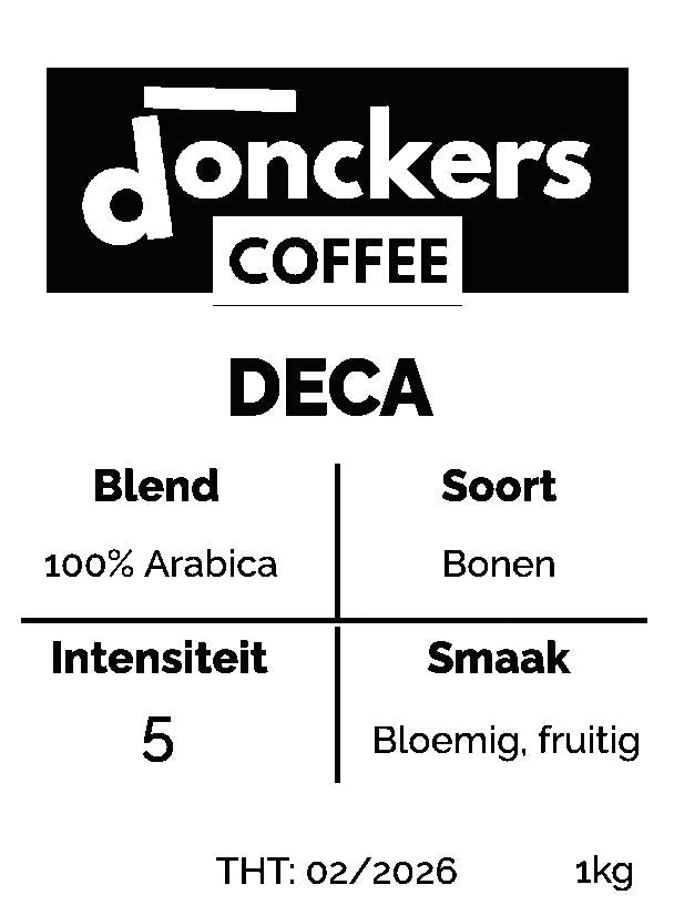 1kg Donckers Koffie Deca Bonen 100% Arabica (1kg zakken)