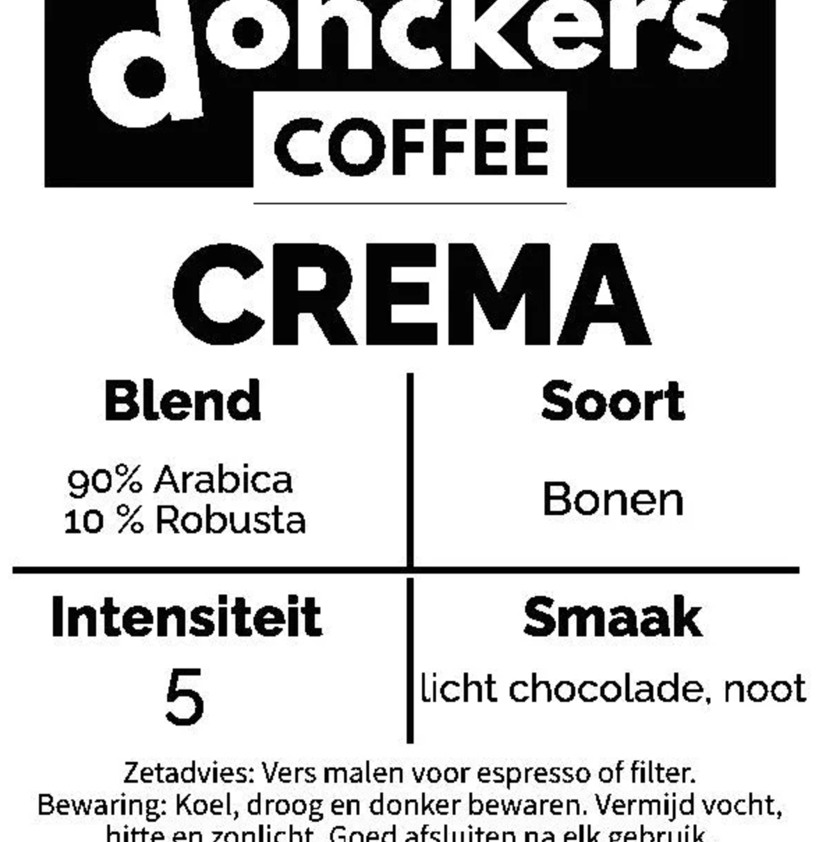 1 kg de café en grains Donckers Crema (sachets de 1 kg)
