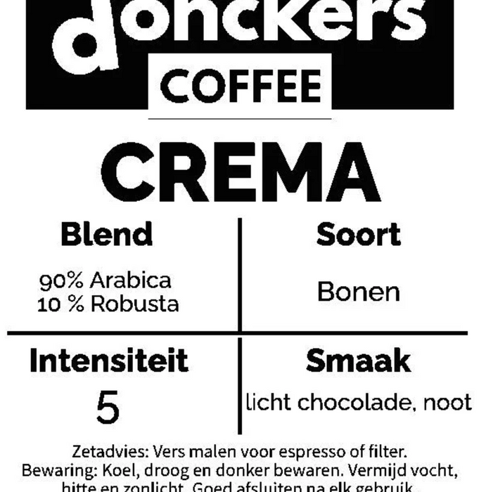 1 kg Donckers Koffie Crema Bonen (1kg zakken)